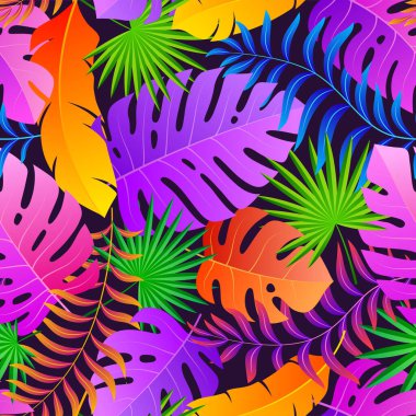 Tropik, pürüzsüz doğal egzotik yapraklar..