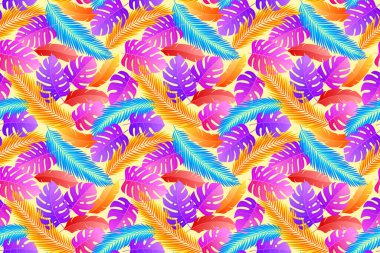 Tropik, pürüzsüz doğal egzotik yapraklar..