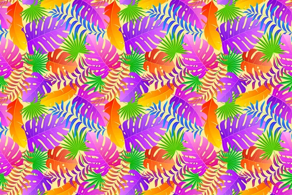 Modèle naturel tropical sans couture de feuilles exotiques. — Image vectorielle