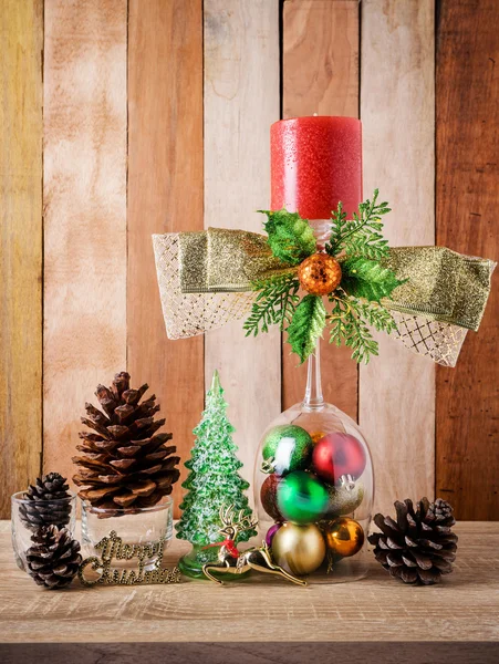 Christmas decoration  on a wooden background — Stock Photo, Image