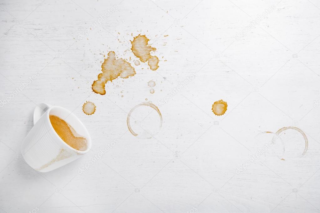Overturned cup of coffee