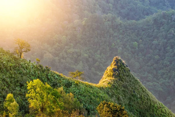 Sunrise at Phu chee dao peak of mountain in Chiang rai,Thailand — Stock Photo, Image