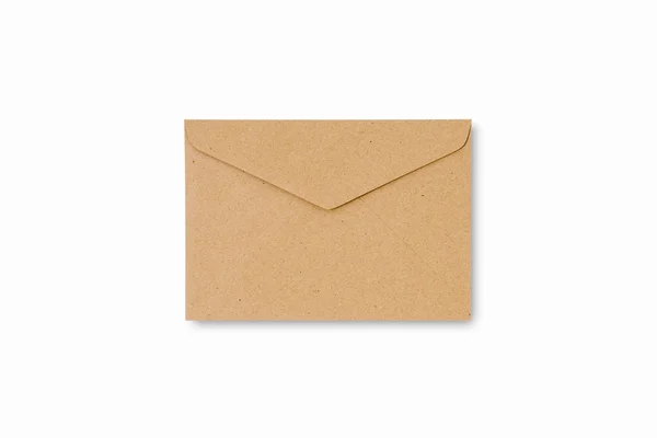 Envelope de artesanato marrom isolado em backgroun branco — Fotografia de Stock