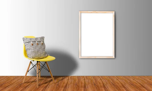 Bianco Poster bianco in camera pavimento di cemento, modello finto per y — Foto Stock