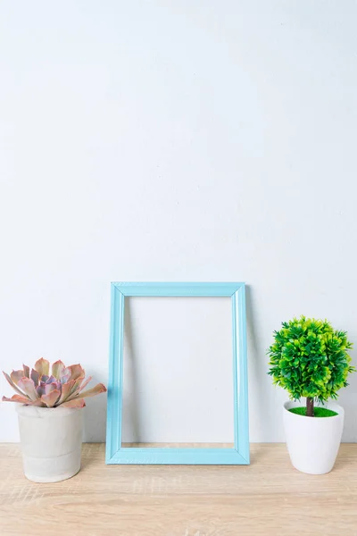 Mock up frame photo in room.home decoration — Stock Photo, Image