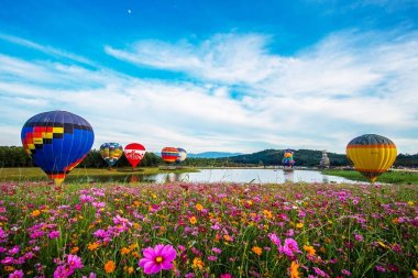 Chiangrai, Tayland - 30 Kasım 2017: sıcak hava balonu hazır