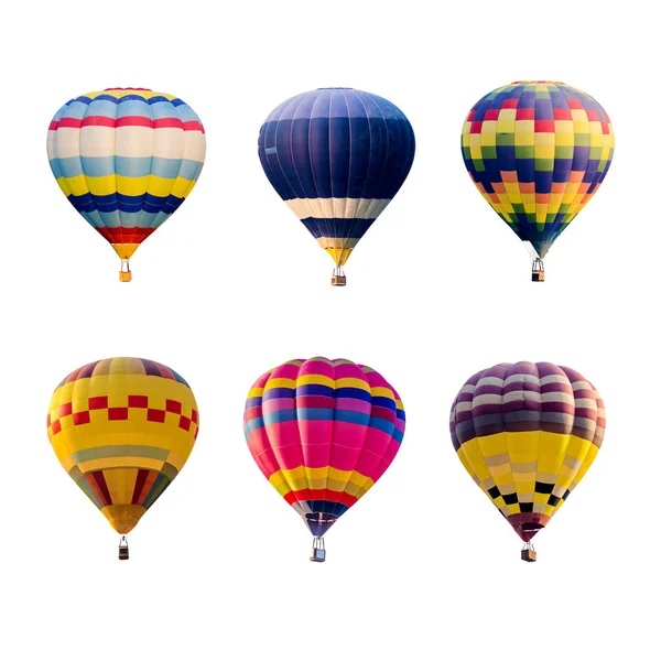 Σετ Πολύχρωμα Αερόστατα Απομονώνονται Λευκό Φόντο — Φωτογραφία Αρχείου