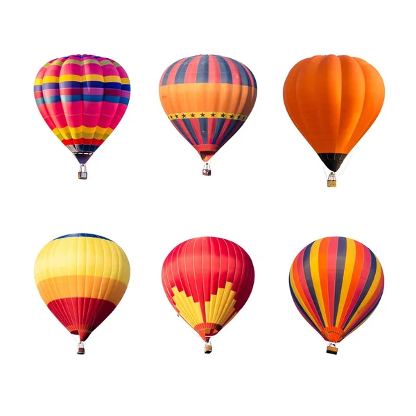 Kleurrijke Hete Lucht Ballonnen Geïsoleerd Witte Achtergrond — Stockfoto
