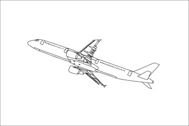 Gökyüzünde uçan ticari uçak anahat. Vektör