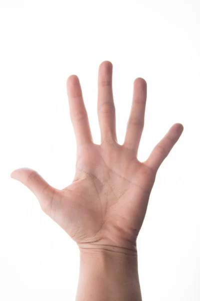 Mulher mão mostrando 5 dedos — Fotografia de Stock