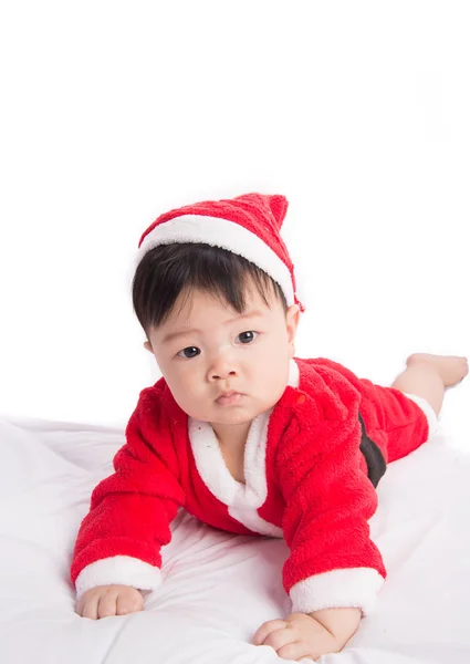 Asiatiska spädbarn Baby i santa kostym julfirande — Stockfoto
