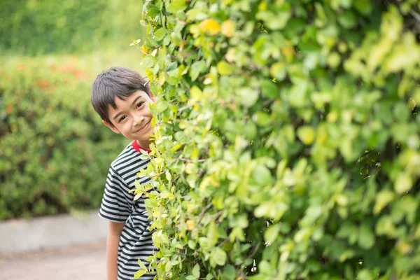 Lilla syskon pojke spelar tillsammans i parken — Stockfoto