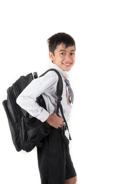 Kleine Jongen Van School Het Dragen Van Student Uniform Klaar — Stockfoto