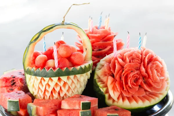 Watermelon carved into flower