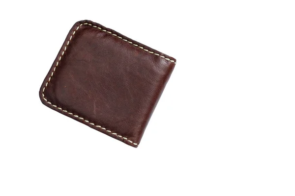 Vintage styl kožená peněženka izolovaných na bílém pozadí — Stock fotografie