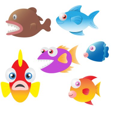 Şirin deniz hayvanları düz vektör karakterler