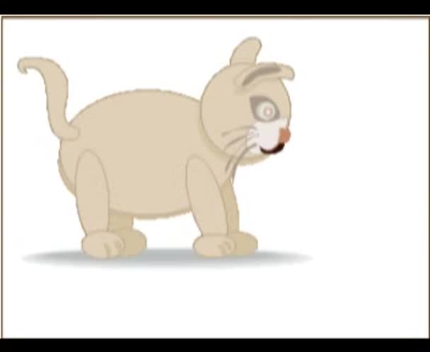 Animación Lindo Gato Camina Juega — Vídeo de stock