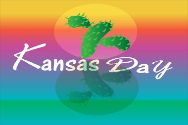 Yayınlar, reklamlar, afişler, afişler, afişler, çıkartmalar, etiketler, broşürler, kartlar, pullar, rozetler ve tişört grafikleri için Kansas Günü kavramı