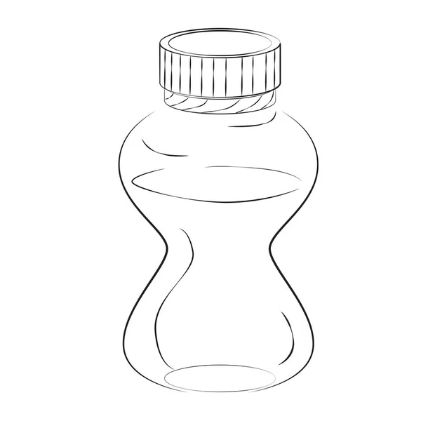 Esboço Desenhado Mão Preto Branco Garrafa Plástico Bebendo Para Ilustrações — Vetor de Stock