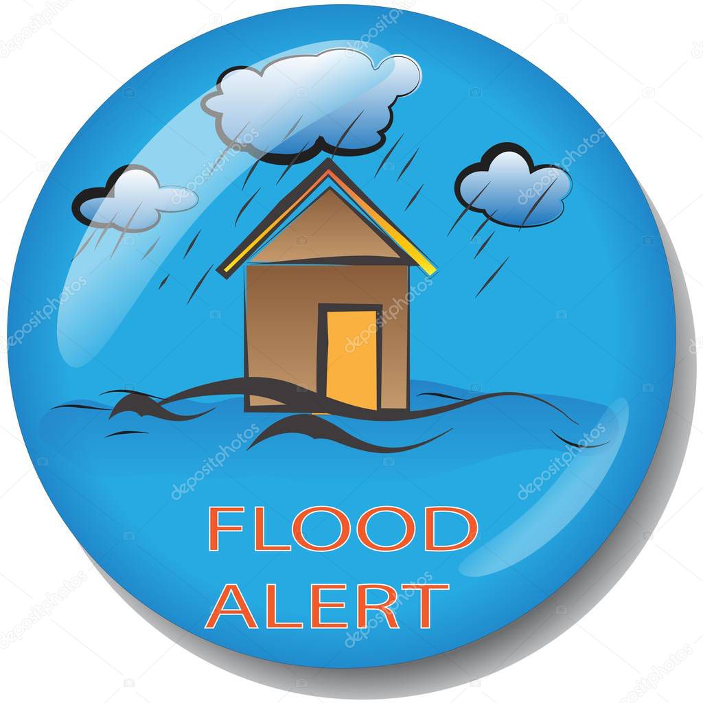 Flood Alert Sign for publications, stickers, posters,banners, logo and advertisements