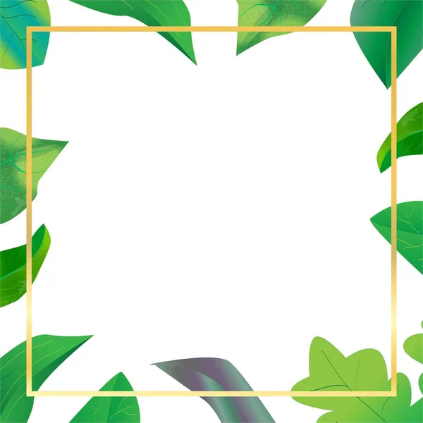 Green Leaves Frame Border Background Template Para Molduras Fotos Livros — Vetor de Stock