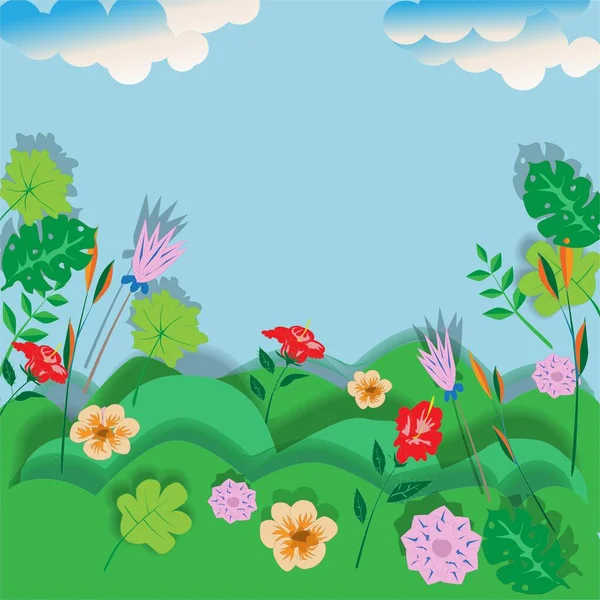 Découper Papier Fond Jardin Fleurs Pour Livres Rebut Couvertures Illustrations — Image vectorielle