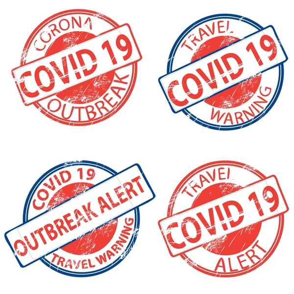 Señal Alerta Brote Virus Corona Covid Insignia Sello Para Carteles — Vector de stock