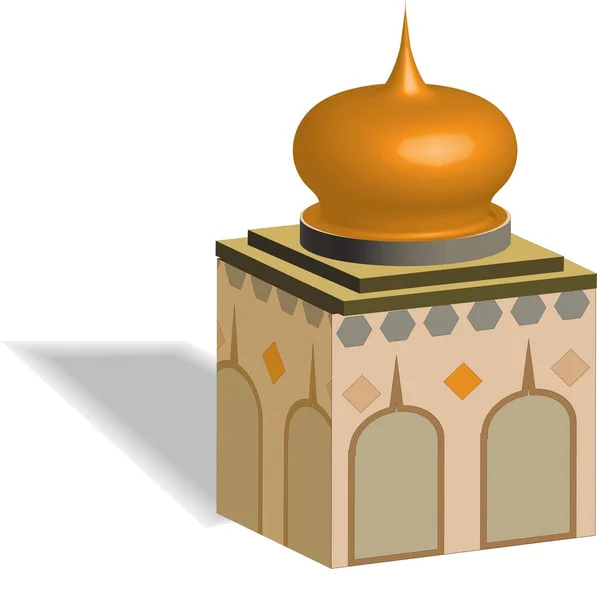 Isometrische Moschee Ikone Illustration Und Islamisches Symbol Für Webbutton Karten — Stockvektor