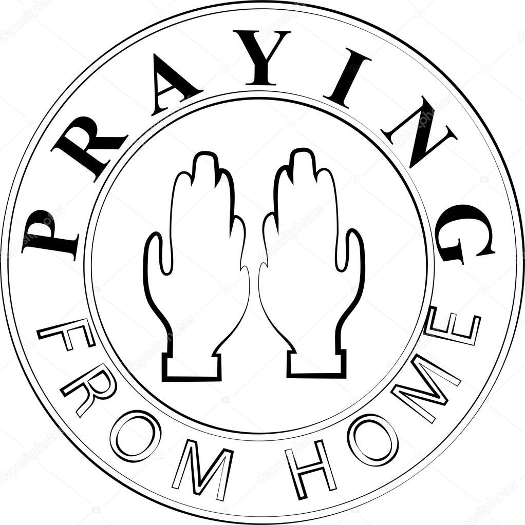 Praying from home icon and concept logo for advertisements and publication materials