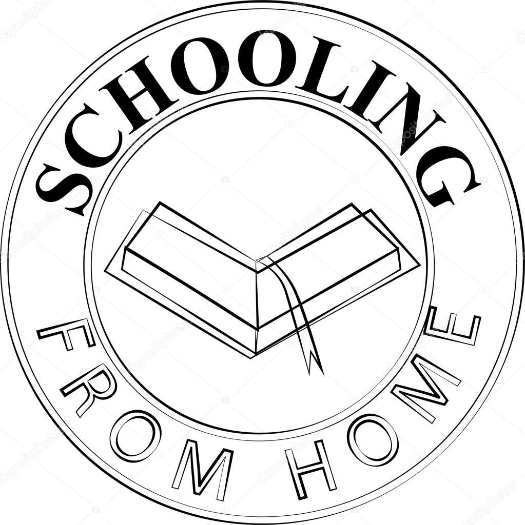 Schooling from home icon stamp and signage for publication materials and advertisements
