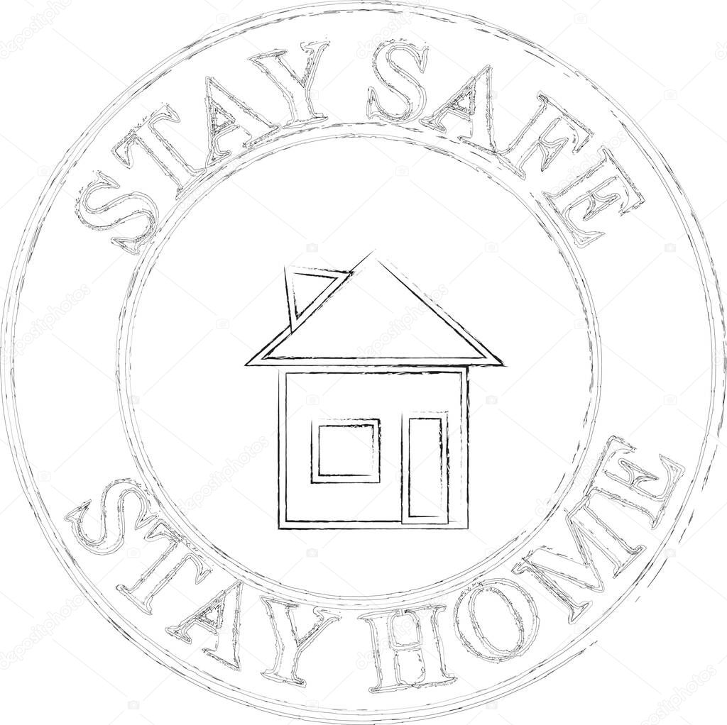 Stay Safe Stay Home Sign and stamp for advertisements, banners, posters and stickers