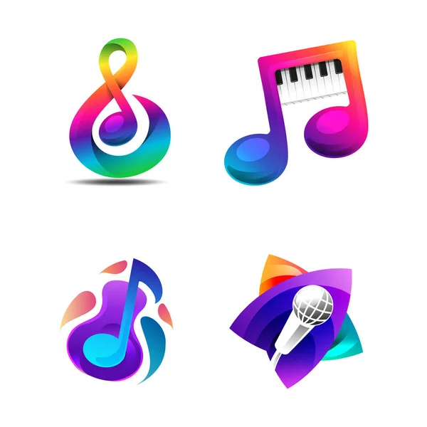 Şarkı söyleyen müzik simgesi logo vektörü kümesi