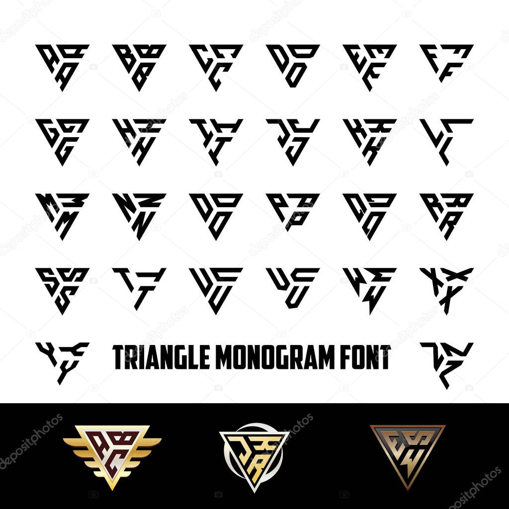 Set of Letters Triangle Monogram Logo Font