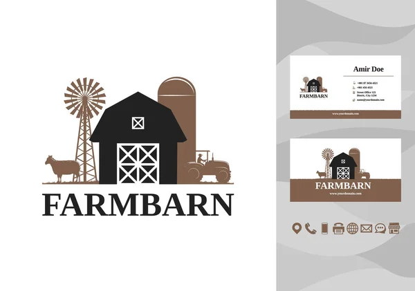 Kartvizit tasarım vektörlü ahır çiftlik inşa logosu