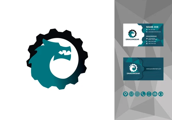 Kartvizit tasarım vektörlü ejderha dişlisi logosu