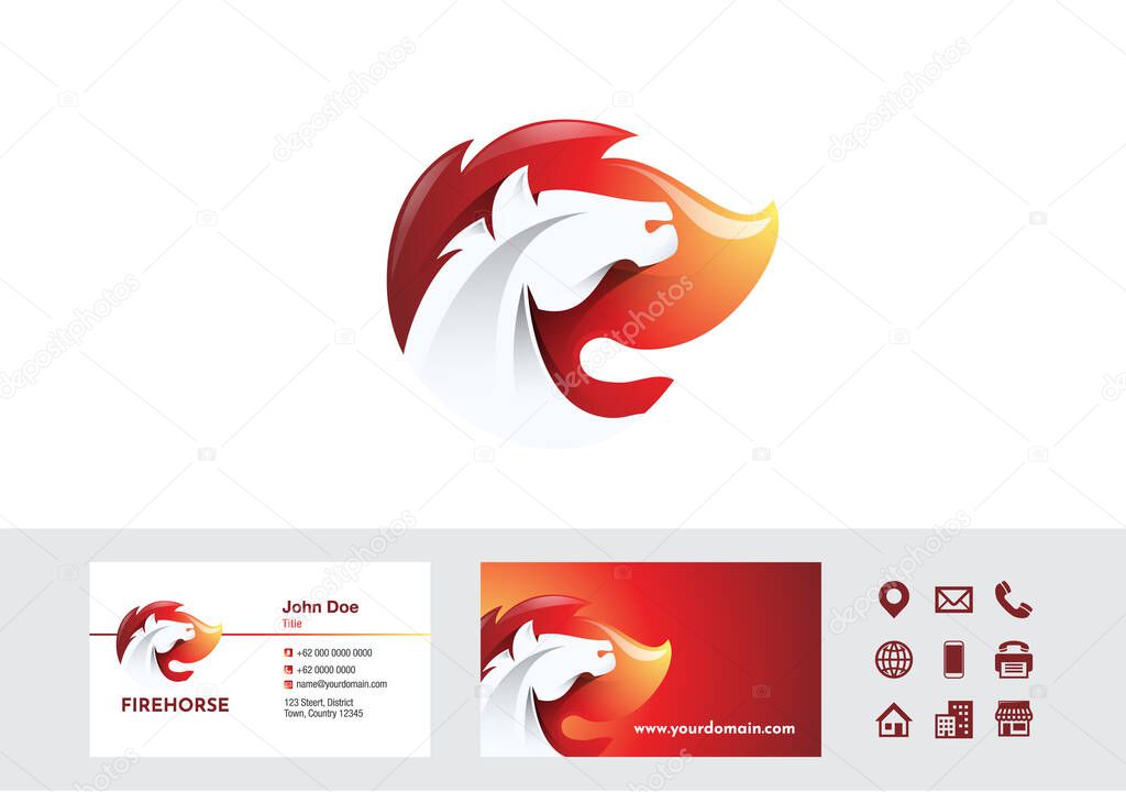 Fire Horse Logo - Business Cards Design Vector