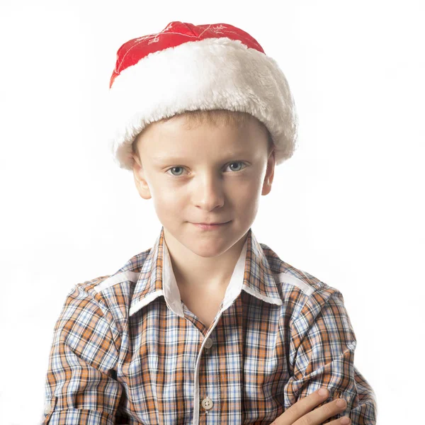 Un joven con un sombrero de Papá Noel . — Foto de Stock