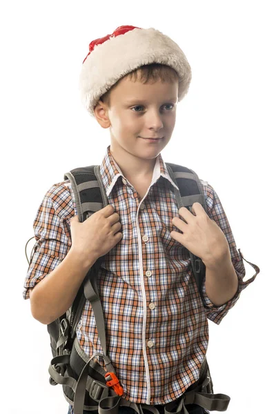 Giovane viaggiatore uomo con uno zaino . — Foto Stock