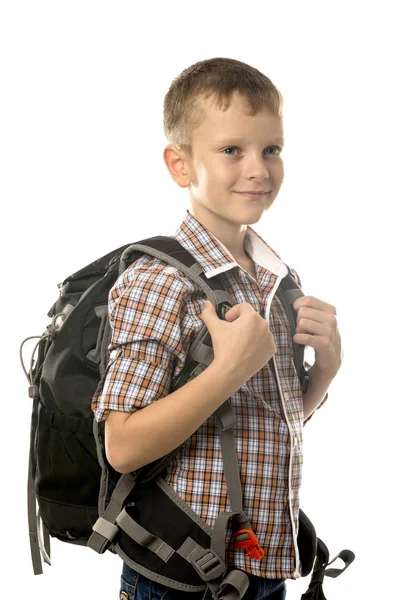 Junger Reisender mit Rucksack. — Stockfoto