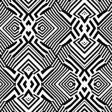 Dekor ve tekstil için kusursuz modern geometrik desen. Tekstil kumaş baskı ve duvar kağıdı için siyah beyaz çizgiler. Moda ve ev tasarımı için soyut çok amaçlı model tasarımı