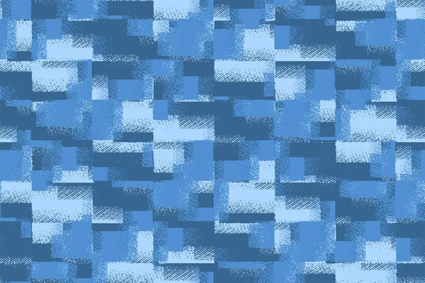 Full Seamless Moderno Distressed Square Pattern Vector Classic Blu Grigio — Vettoriale Stock