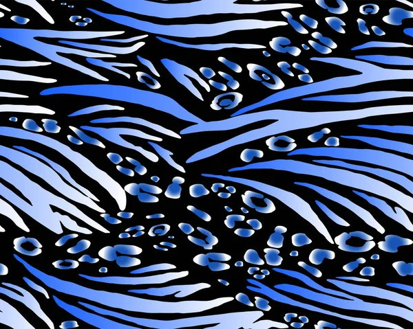 Πλήρης Seamless Leopard Zebra Stripes Pattern Texture Vector Ατελείωτο Μπλε — Διανυσματικό Αρχείο