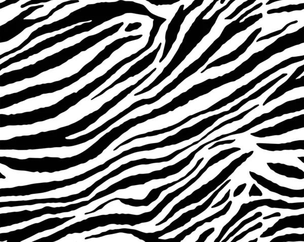 Full Seamless Wallpaper Zebra Tiger Stripes Animal Skin Pattern Black — Stock Vector