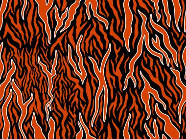 Tam dikişsiz kaplan ve zebra şeritli hayvan derisi deseni. Kaplan renkli tekstil kumaş baskı için tasarlanmış. Moda kullanımı için uygun.