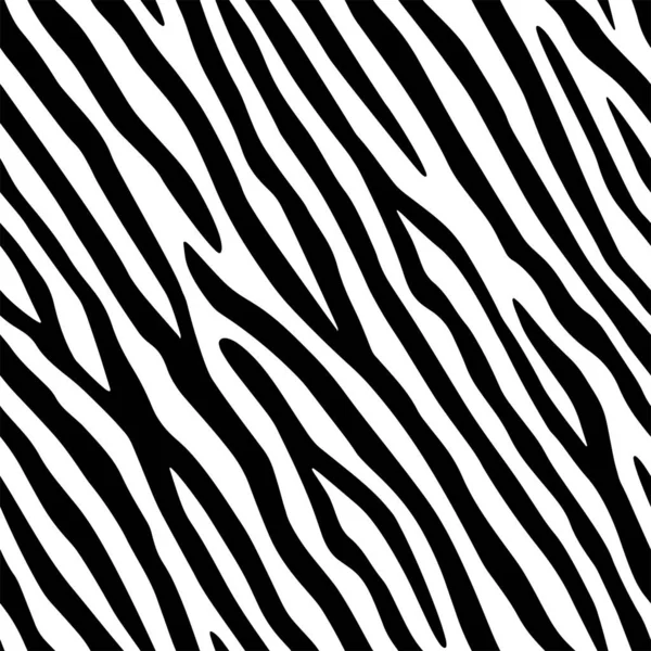 Full Seamless Zebra Tiger Stripes Animal Skin Pattern Illustration Black — Stock Vector