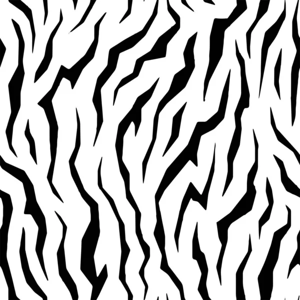 Plné Bezešvé Zebra Tygří Pruhy Zvířecí Kůže Vzor Ilustrace Černobílý — Stockový vektor