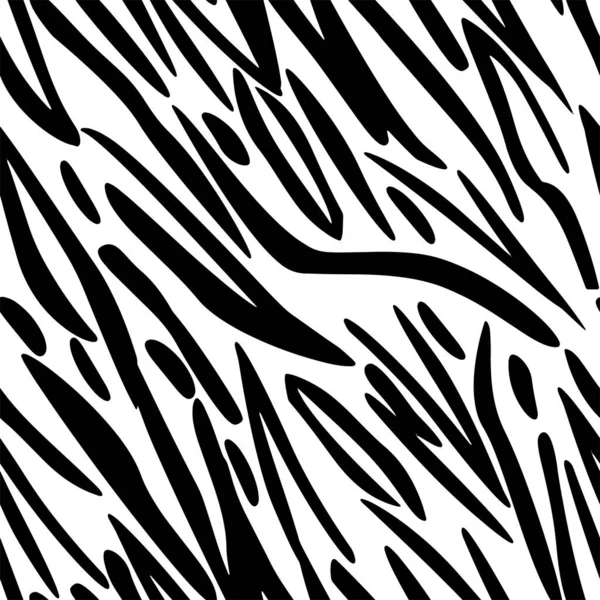 Полная Бесшовная Зебра Тигровые Полосы Рисунок Рисунка Кожи Животного Черно — стоковый вектор