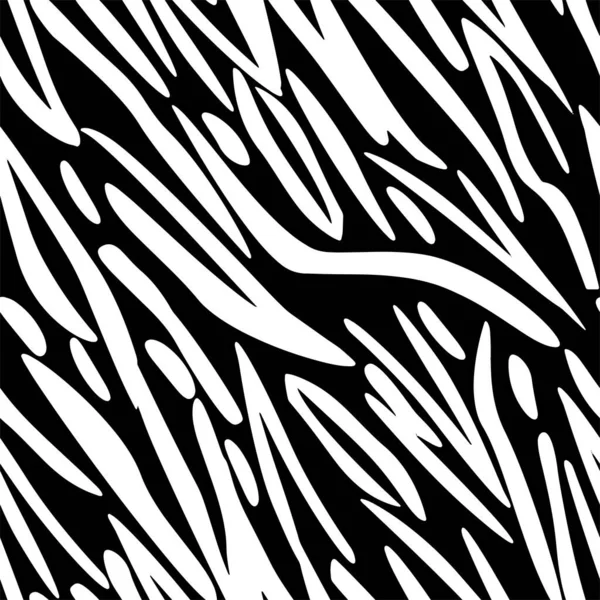 Pełna Bezszwowa Zebra Paski Tygrysa Zwierzęce Wzór Skóry Ilustracji Czarno — Wektor stockowy