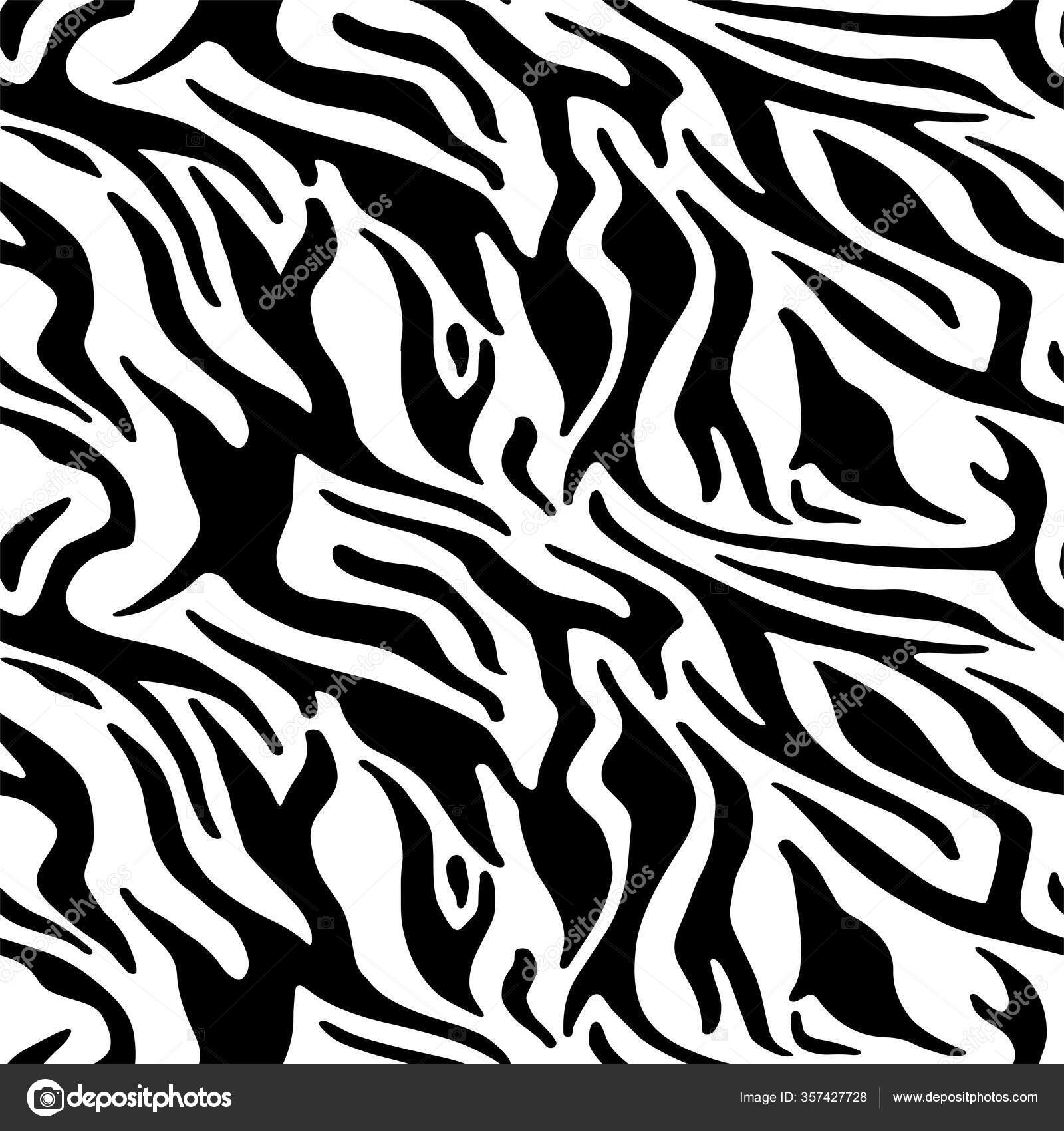 ゼブラと虎の縞動物の皮膚パターンのための完全なシームレスな壁紙 テキスタイルファブリック印刷のための黒と白のデザイン ファッショナブルで家庭的なデザイン ストックベクター C Mskaratash