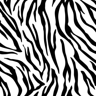 Zebra ve kaplan çizgileri için kusursuz duvar kâğıdı. Hayvan derisi desenli. Tekstil kumaş baskısı için siyah beyaz tasarım. Moda ve ev tasarımı uyuyor..